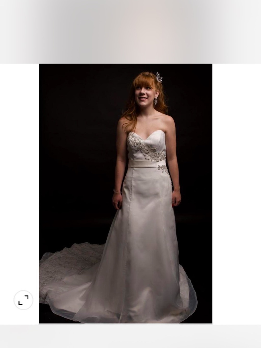 Strapless White Bridal Gown with Beaded Appliqué